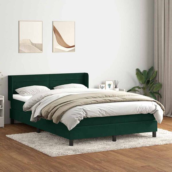 vidaXL Sommier &agrave; lattes de lit et matelas vert fonc&eacute; 160x220cm velours