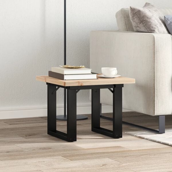 vidaXL Table basse cadre en O 50x50x35,5cm bois de pin massif et acier