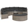 vidaXL Salon de jardin 3 pcs demi-rond gris résine tressée