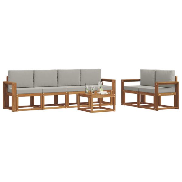vidaXL Ensemble de canap&eacute;s d'ext&eacute;rieur 7 pcs Gris Naturel et Clair
