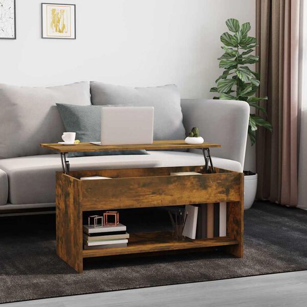 vidaXL Table basse Chêne fumé 102x50x52,5 cm Bois d'ingénierie