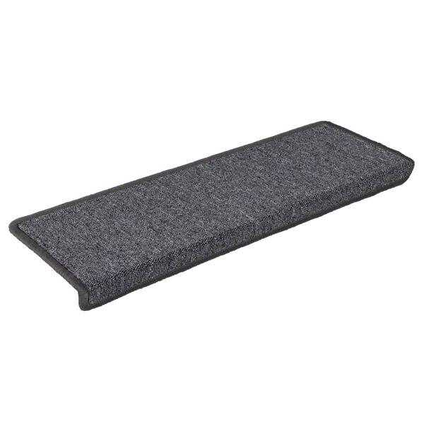 vidaXL Tapis d'escalier 15 pièces 65 x 21 x 4 cm Gris foncé Bord rectangulaire