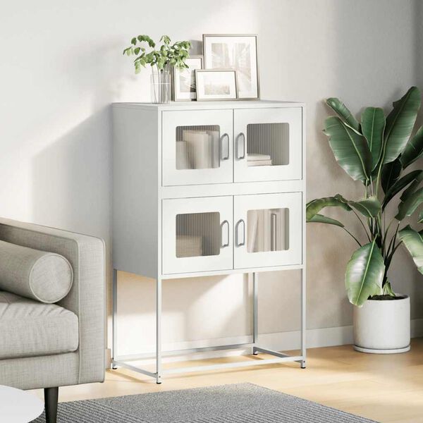 vidaXL Buffet haut blanc 68x39x107 cm acier