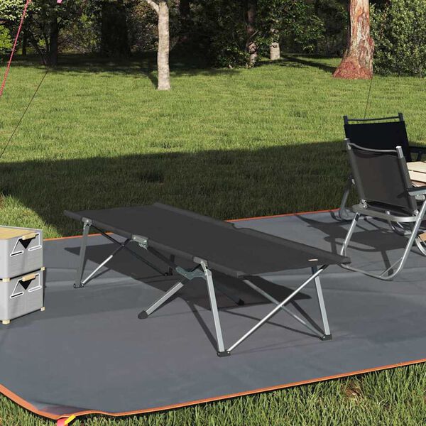 vidaXL Lit de camping pliant Noir 194 x 62,5 x 42,5 cm Oxford et acier