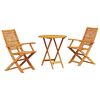 vidaXL Ensemble bistro pliant 3 pcs Marron Bois d'Acacia Massif
