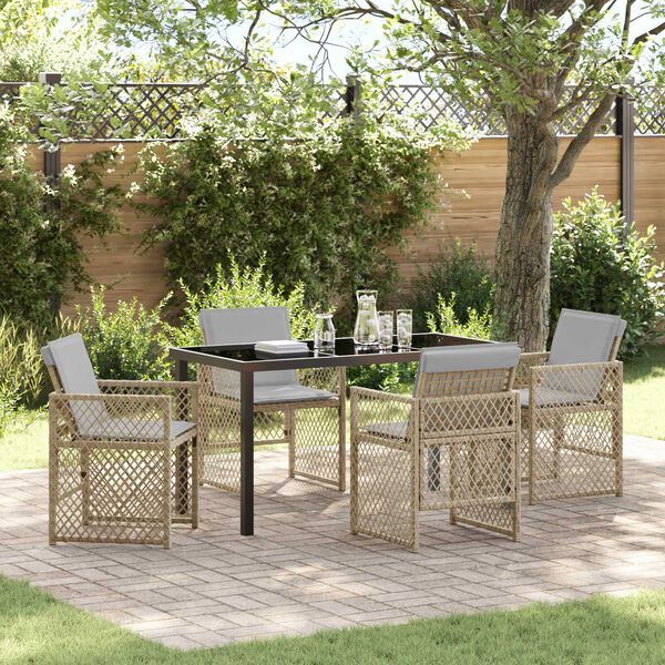 vidaXL Ensemble de salle &agrave; manger pour jardin 5 pcs Beige polyrotin