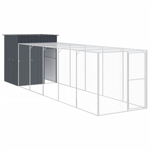 vidaXL Poulailler avec cour anthracite 165x659x181 cm acier galvanisé