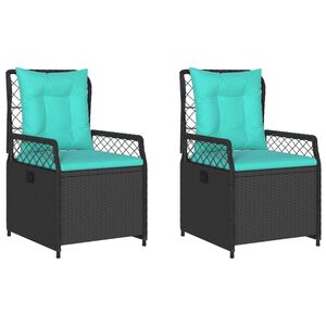 vidaXL Chaises de jardin inclinables lot de 2 noir r&eacute;sine tress&eacute;e