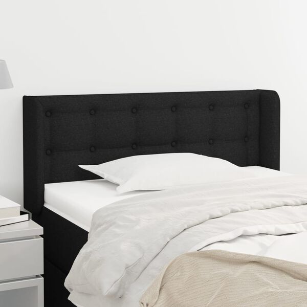 vidaXL T&ecirc;te de lit avec oreilles Noir 103x16x78/88 cm Tissu