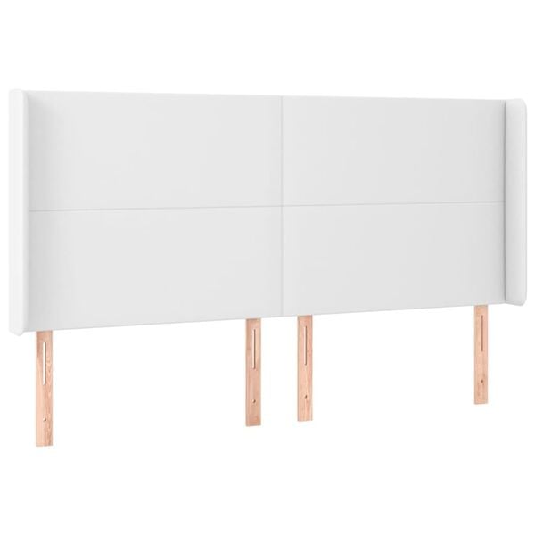 vidaXL T&ecirc;te de lit &agrave; LED Blanc 203x16x118/128 cm Similicuir