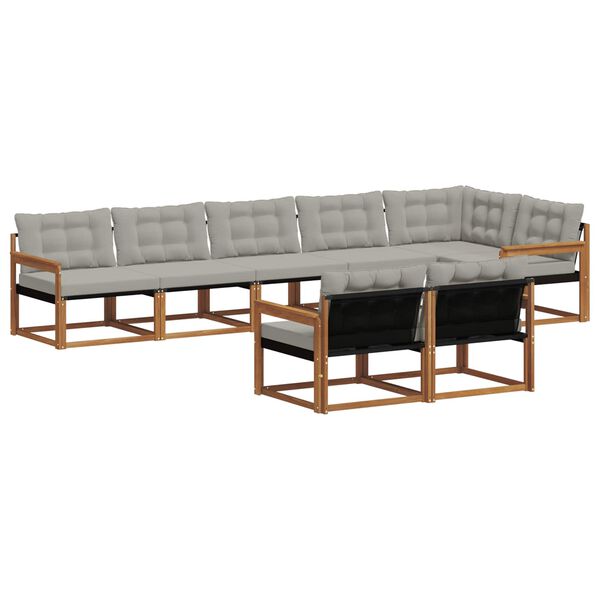 vidaXL Ensemble de canap&eacute;s d'ext&eacute;rieur 8 pcs Gris Naturel et Clair