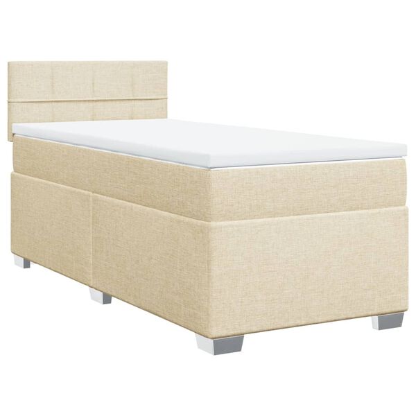 vidaXL Sommier &agrave; lattes de lit avec matelas Cr&egrave;me 90x200 cm Tissu