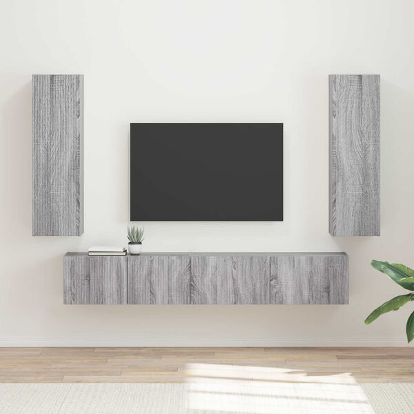 vidaXL Ensemble meuble TV 3 pcs Gris Sonoma Bois d'ing&eacute;nierie