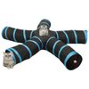 vidaXL Tunnel pour chats &agrave; 5 voies Noir et bleu 25 cm Polyester