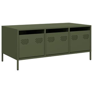 vidaXL Table basse vert olive 101,5x50x43,5 cm acier lamin&eacute; &agrave; froid