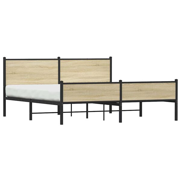 vidaXL Cadre de lit en métal sans matelas chêne sonoma 183x213 cm
