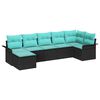 vidaXL Ensemble de canap&eacute; de jardin 7 pc Noir polyrotin