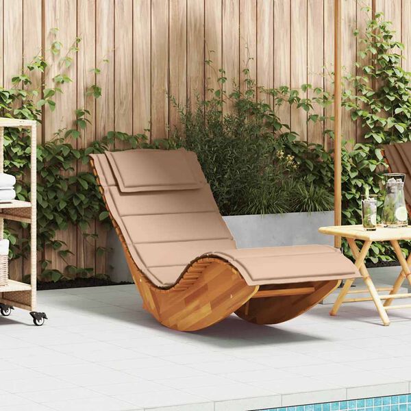 vidaXL Chaise longue &agrave; bascule avec coussin en bois massif d'acacia