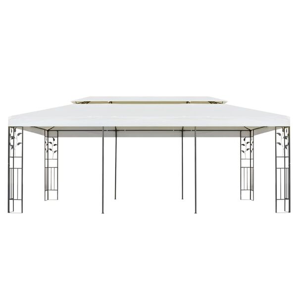 vidaXL Belvédère à double toit blanc 6x3 m acier