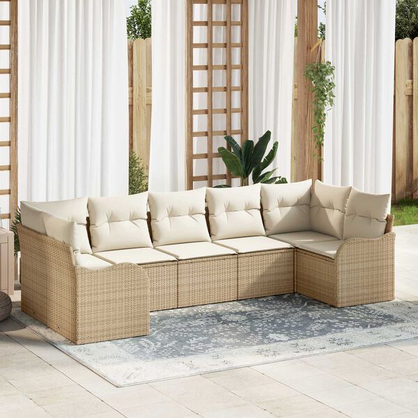 vidaXL Ensemble de canap&eacute; de jardin Beige polyrotin
