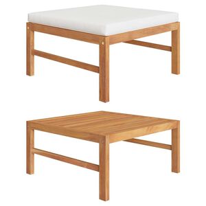vidaXL Repose-pied avec coussin cr&egrave;me Bois de teck solide