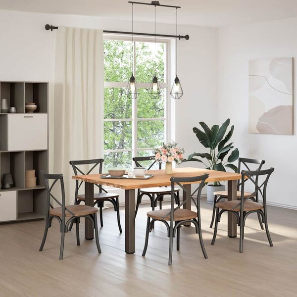 vidaXL Table à manger avec bord naturel bois de chêne massif rectangulaire