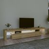 vidaXL Meuble TV avec lumi&egrave;res LED Ch&ecirc;ne sonoma 215x36,5x40 cm