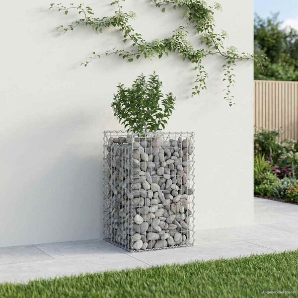 vidaXL Lit sur&eacute;lev&eacute; gabion Argent&eacute; 50 x 50 x 80 cm Acier galvanis&eacute;