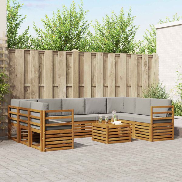 vidaXL Ensembles de canap&eacute;s avec coussin 10 pcs Gris Naturel et Clair