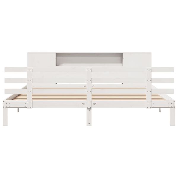 vidaXL Lit bibliothèque sans matelas blanc 200x200 cm bois pin massif
