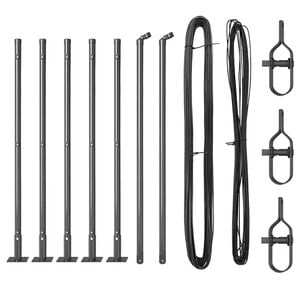 vidaXL Poteau de cl&ocirc;ture avec base en b&eacute;ton 7 pc Gris