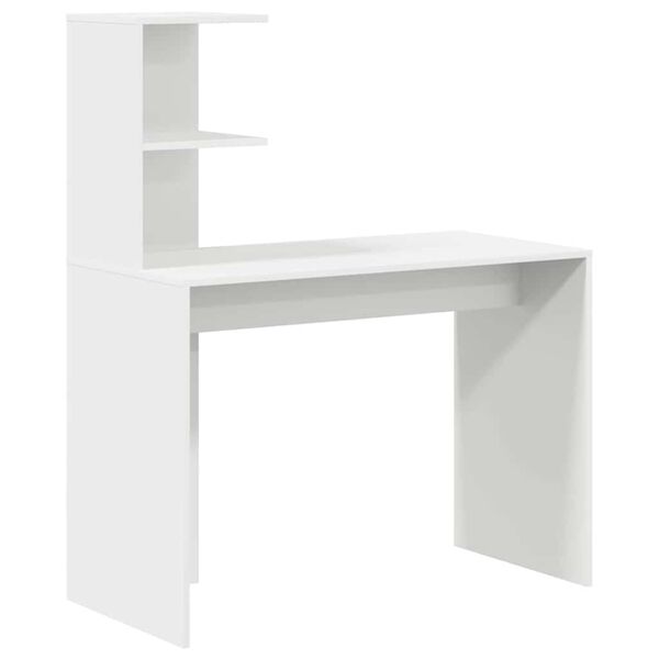 vidaXL Bureau avec étagère Blanc 102 x 50 x 124 cm Bois d'ingénierie