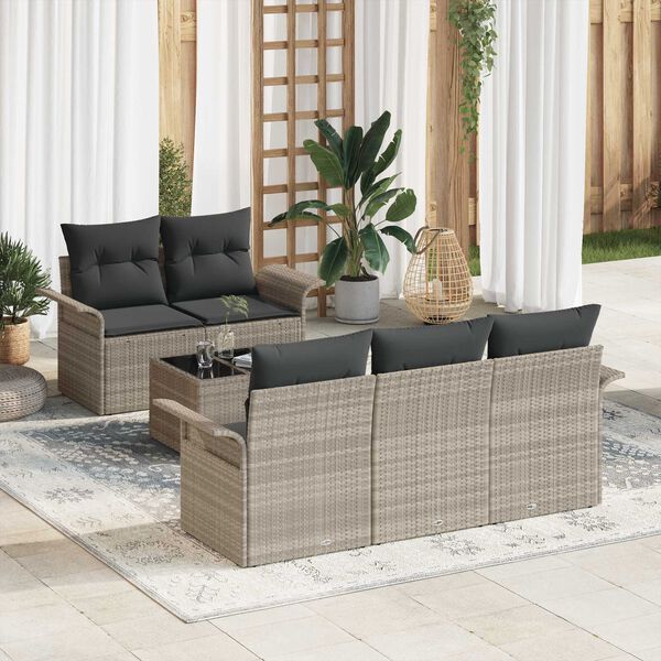 vidaXL Ensemble de canap&eacute; de jardin 6 pcs Gris clair et gris fonc&eacute;