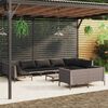 vidaXL Salon de jardin 10 pcs avec coussins Résine tressée Gris foncé