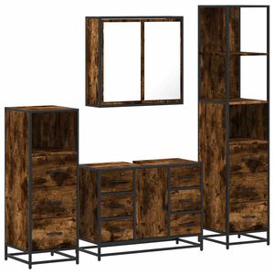 vidaXL Ensemble meubles salle de bain 4 pcs ch&ecirc;ne fum&eacute; bois ing&eacute;nierie