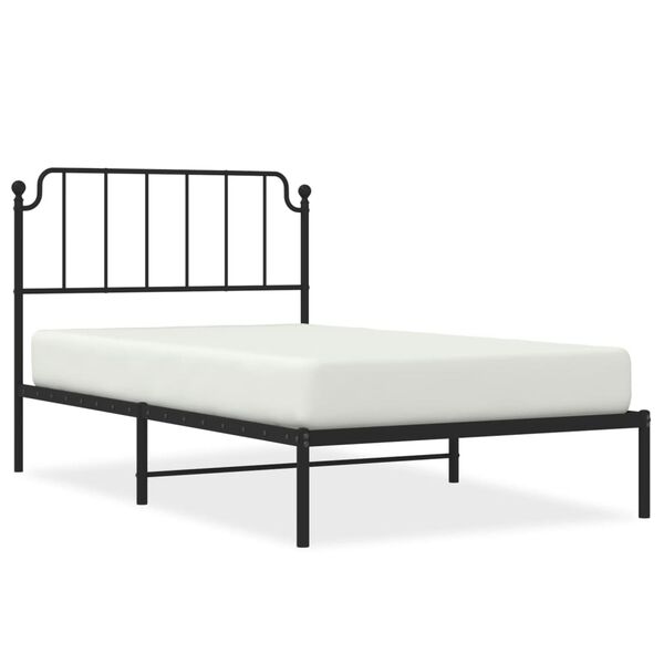 vidaXL Cadre de lit m&eacute;tal sans matelas avec t&ecirc;te de lit noir 107x203cm