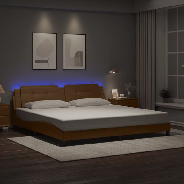 vidaXL Cadre de lit avec LED sans matelas Zadar cappuccino 200x200 cm
