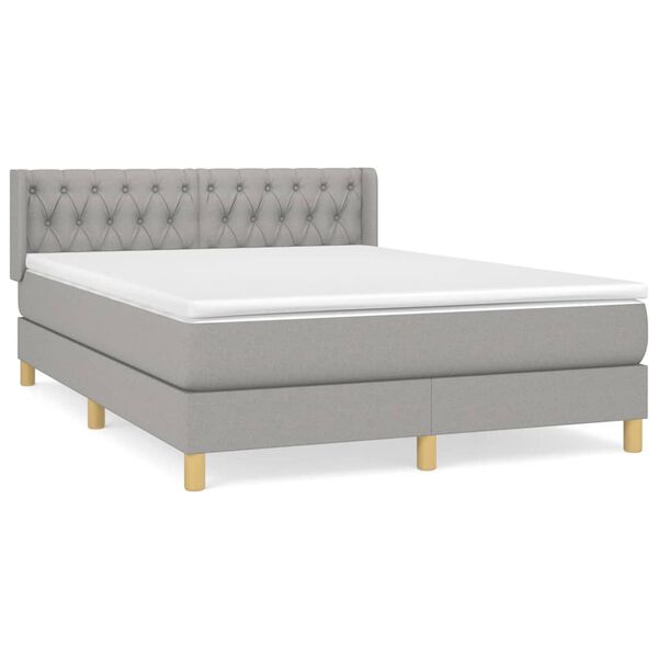 vidaXL Sommier &agrave; lattes de lit avec matelas Gris clair 140x200cm Tissu