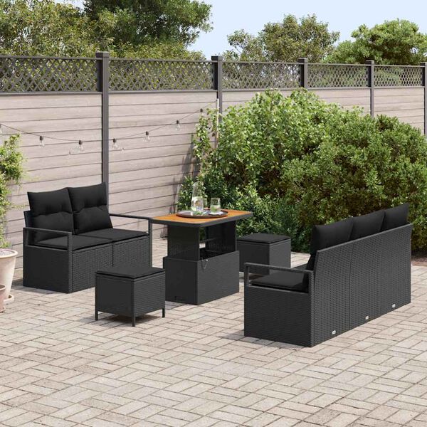 vidaXL Ensemble de canap&eacute; de jardin avec coussin 8 pcs Noir