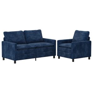 vidaXL Ensemble de Canap&eacute;s 2 pcs Bleu marine Polyester