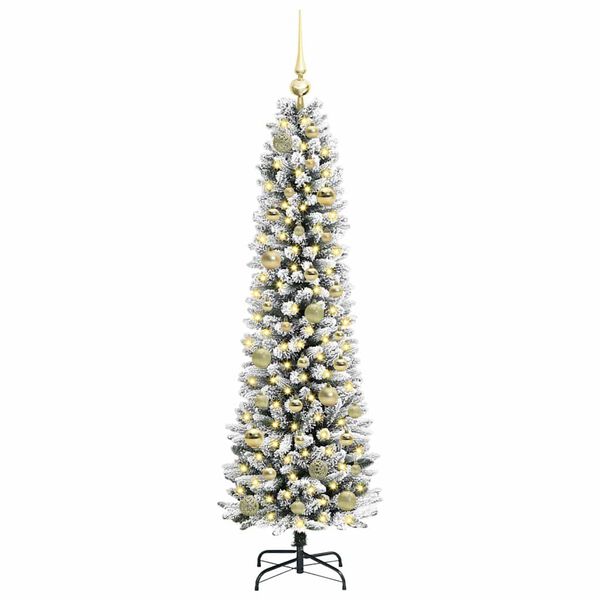 vidaXL Sapin de No&euml;l artificiel Blanc 150 cm PVC, m&eacute;tal et plastique