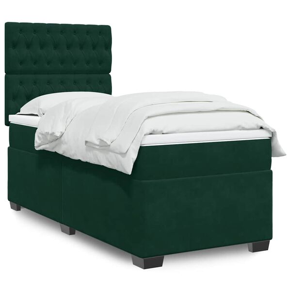vidaXL Sommier &agrave; lattes de lit avec matelas Vert fonc&eacute; 90x190 cm
