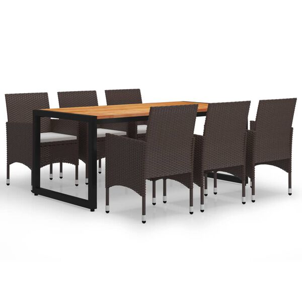 vidaXL Ensemble &agrave; manger de jardin 7 pcs Marron