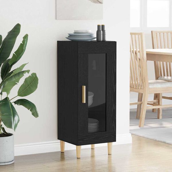 vidaXL Buffet Ch&ecirc;ne noir 34,5 x 32,5 x 90 cm Bois d'ing&eacute;nierie