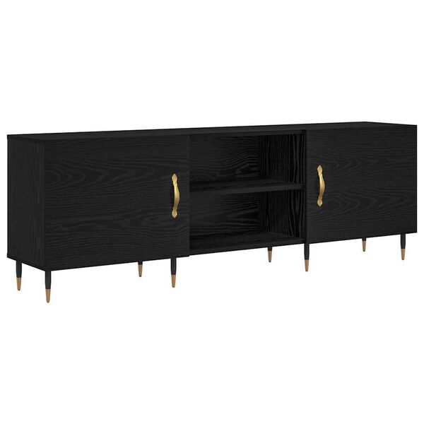 vidaXL Meuble TV Ch&ecirc;ne noir 150 x 30 x 50 cm Bois d'ing&eacute;nierie