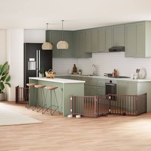 vidaXL Barri&egrave;re pour chien avec porte pliable 6 panneaux bois peuplier