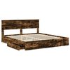 vidaXL Lit de Rangement Ch&ecirc;ne fum&eacute; 200 x 200 cm Bois d'ing&eacute;nierie