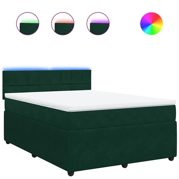 vidaXL Sommier &agrave; lattes de lit et matelas Vert fonc&eacute; 140x190cm Velours