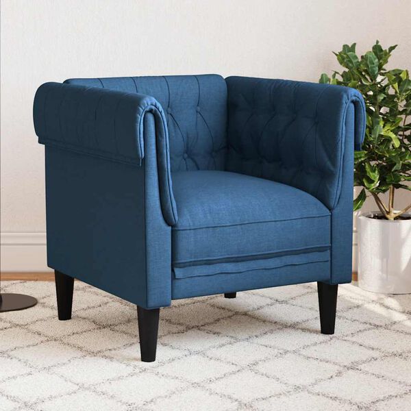 vidaXL Fauteuil Chesterfield bleu tissu