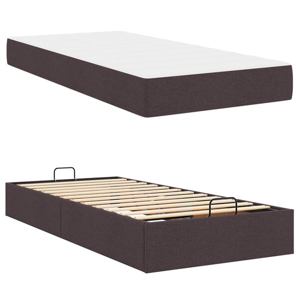 vidaXL Cadre de lit avec matelas avec matelas 2 pcs Tan tissu